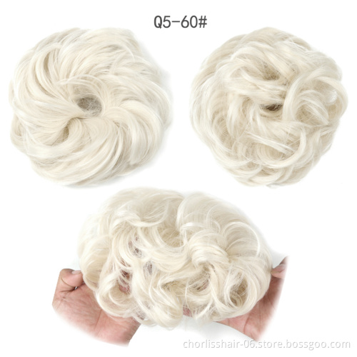 Wholesale Blonde Grey Messy Vigorous Synthetic Hair Bun Elastic Scrunchie Extensions Chignon Extensions For Women Wrap Ponytail